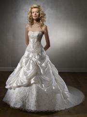 Taffeta A-Line with Beaded Pick-Up Design Wedding Dress