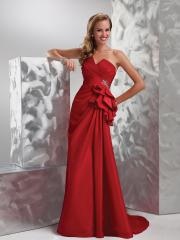 Taffeta A-line Strapless Neckline Empire Waist Ruffles Side Detail Full Length Celebrity Dresses