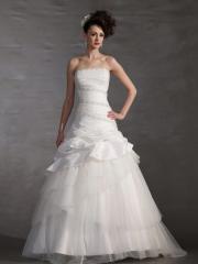 Taffeta And Tulle Asymmetrical Dropped Waist Ball Gown Wedding Dresses