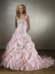 Taffeta Fabric Beaded Pick-Up Design Elegant Wedding Dress