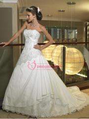 Taffeta Fabric with Applique Decorated Perfect Wedding Dress