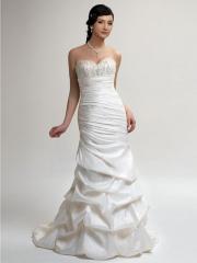 Taffeta Fabric with Asymmetric Pick-Up Design Elegant Wedding Dress