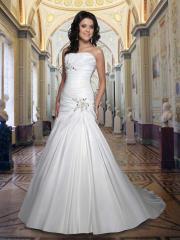 Taffeta Gown with Strapless Modified Sweetheart Neckline Asymmetrical Pleated Bodice With Dropped Waist Dresses