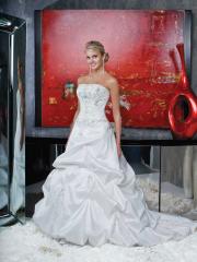 Taffeta Gown with Strapless Neckline Bodice Embellished With Metallic Beaded Embroidery Wedding Dresses