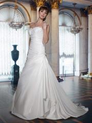 Taffeta Gown with Strapless Sweetheart Neckline and An Asymmetrical Pleated Dropped Waist Dresses