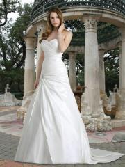 Taffeta Modified A-Line Gown with A Sweetheart Strapless Neckline And A Pleated Bodice Wedding Dress