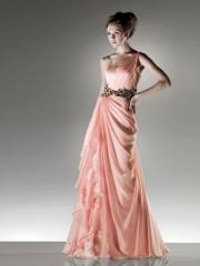 Taffeta Pearl Pink One-Shoulder Sweetheart Neckline Sleeveless Floor-Length Bridesmaids Dress