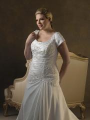 Taffeta Scoop A-Line Plus Size Drape Wedding Dress