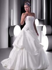Taffeta Strapless Gown with Bust Line And An Asymmetrical Lace Bodice With A Corset Back Dresses
