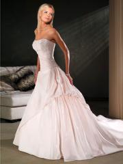 Taffeta with Beading Embellishment and Pick-Up Design Pink Wedding Dress
