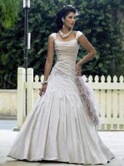 Taffeta with Empire Waistline in Lace-Up Closure Elegant Wedding Dress