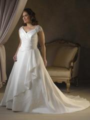 The Gorgeous Taffeta V-Neck A-Line Plus Size Wedding Dress