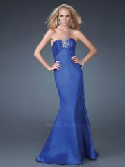 Top Designer One-Shoulder Floor Length Sheath Style Royal Blue Satin Prom Dress