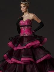 Tow-tone A-line Strapless Sweetheart Sequined Bodice Flowing Tiered Full Length Quinceanera Dresses