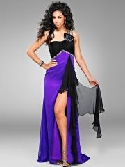 Tow-tone Chiffon Beaded Strap Sweetheart High Slit Accented Graceful Celebrity Dresses