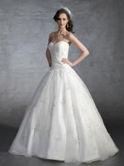 Traditional Strapless Sweetheart Organza Ball Gown With A Dropped Waist Wedding Dresses
