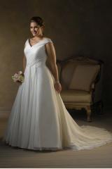 Trendy A-Line V-Neck Chiffon Plus Size Wedding Dress