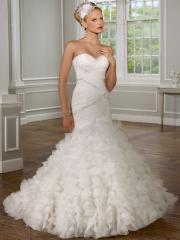 Trumpet Silhouette with Beading and Shirring Embellishment Wedding Dress