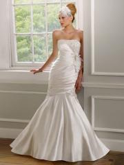 Trumpet Silhouette with One-Shoulder Beaded Neckline Wedding Dress