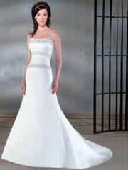 Trumpet Strapless Nuptial Gown of Multi-Circled Beaded Band