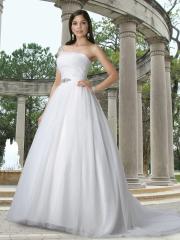 Tulle Ball Gown Has A Rouching Bodice that Extends into A One Shoulder Strap Wedding Dresses
