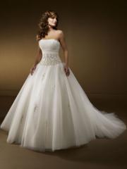 Tulle Ball Gown with Embroidery Floor Length Wedding Dress