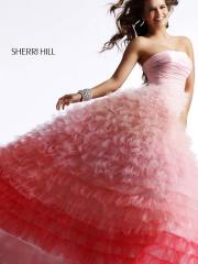 Tulle Ombre Strapless Neckline Sleeveless Ruffled Tiers Ball Gown Quinceanera Dress