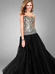 Tulle and Sequined Fabrics Stylish A-line Style Beaded Accented Full Length Celebrity Dresses