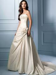 Unimaginable Champagne Taffeta Gown Accompanying Hand-Made Flower