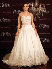 Unique A-Line Strapless Satin Organza Wedding Dress