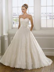 Unique A-Line Strapless Sweetheart Lace Wedding Dress with Sash