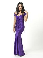 Unique Off-the-shoulder Capped Sleeves Ruched Bodice Full Length Sheath Evening Dresses