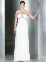 Unique V-neckline Empire Waist Full Length A-line Style Chiffon Evening Dresses