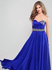 Unrivalled Sweetheart Floor Length Empire Dark Royal Blue Draped Chiffon Dress