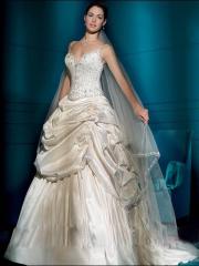 Untouchable Satin A-Line Wedding Dress with V-Neck And Pick Up