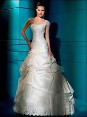 Untouchable Taffeta One Lace Shoulder A-Line Wedding Dress