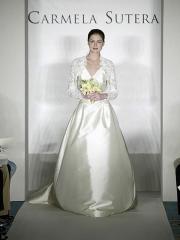V-Neck Satin Jacket A-Line Wedding Dress