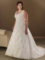 V-Neckline Tulle Embroidery Wedding Dress