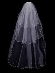 Vintage Floral Tulle Veil with Beadings