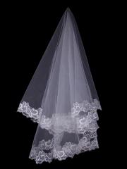 Vintage Floral Tulle Veil with Lace
