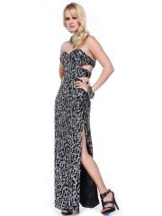 Vintage Sheath Style Sweetheart Neckline Sexy Cut-out Back Slit Accented Evening Dresses
