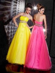 Vintage Strapless Empire Style Rhinestones Embellishment Taffeta and Tulle Quinceanera Dresses