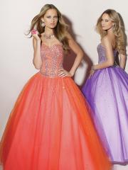 Vintage Sweetheart Neck Ball Gown Purple or Orange Tulle Underlay Beaded Quinceanera Gowns