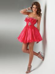 Watermelon Taffeta Sequined Strapless Sweetheart Neckline Sleeveless Short Homecoming Dress