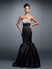 Whimsical Trumpet Style Strapless Sequined Bodice Pleated Satin Celebrity Dresses