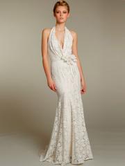 White A-Line Bridal Gown Halter Neckline Dress