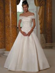 White A-Line With Off-The-Shoulder Wedding Dress