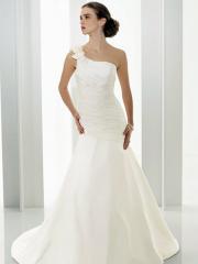 White A-Line With One-Shoulder Neckline Wedding Dress