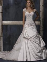 White A-line Sweetheart Sweep Satin Wedding Dress