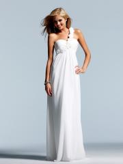 White Chiffon Floral One-Shoulder Sweetheart Neckline Sleeveless Floor-Length Prom Dress